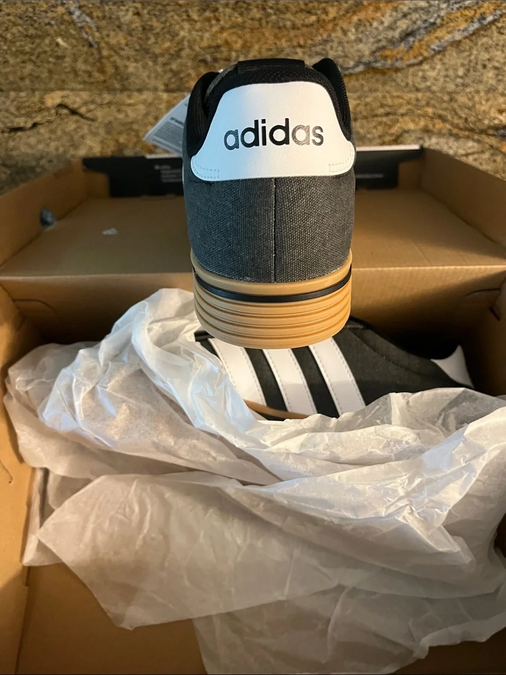 adidas Unisex Black & White Canvas Sneakers with Gum Sole